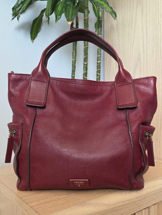 Fossil Handbags - Vintage Fossil Emerson Leather Satchel In Burgundy Ox Blood